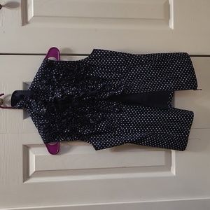 Zip up polka dot navy shirt